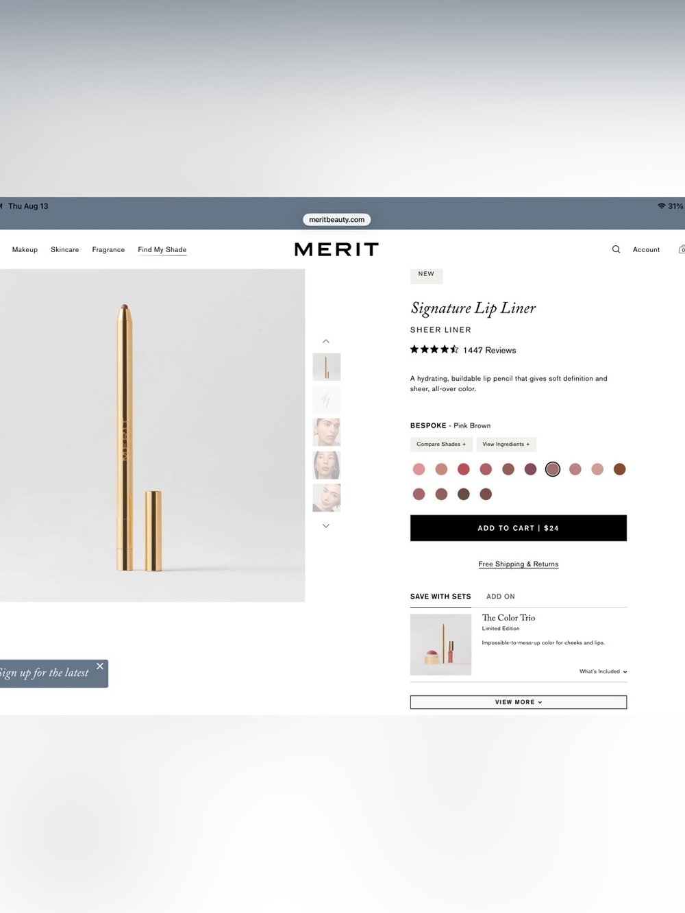 MERIT Signature Lip Liner — Bespoke Pink Brown